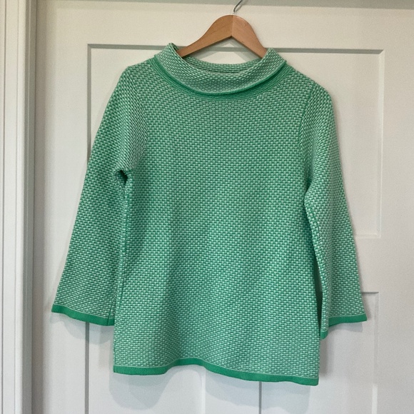 BODEN Audrey Mock Neck Waffle Knit Wool Blend Wide Sleeve Sweater Size 8 - Picture 1 of 12
